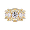 Exquisite Five Stone Round Moissanite Multi-Row Crossover Pave Engagement Ring - Dazzling Sparkle & Timeless Elegance