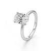 Platonic Charlotte Oval Cut Solitaire Moissanite Ring in Sterling Silver with Platinum Coating