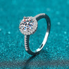 Platonic 1 ct GRA Certified Halo Moissanite Ring; D VVS1; Sterling Silver; Adjustable