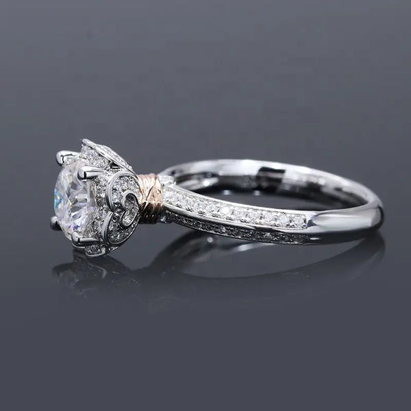 Platonic 1.5 ct Sparkle Stunner Sterling Silver Moissanite Ring; D VVS1; GRA Certified