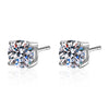 Platonic 1 - 4 ct / pair Sparkle Whirl Solitaire Stud Moissanite Earrings; Sterling Silver; GRA Certified; D VVS1