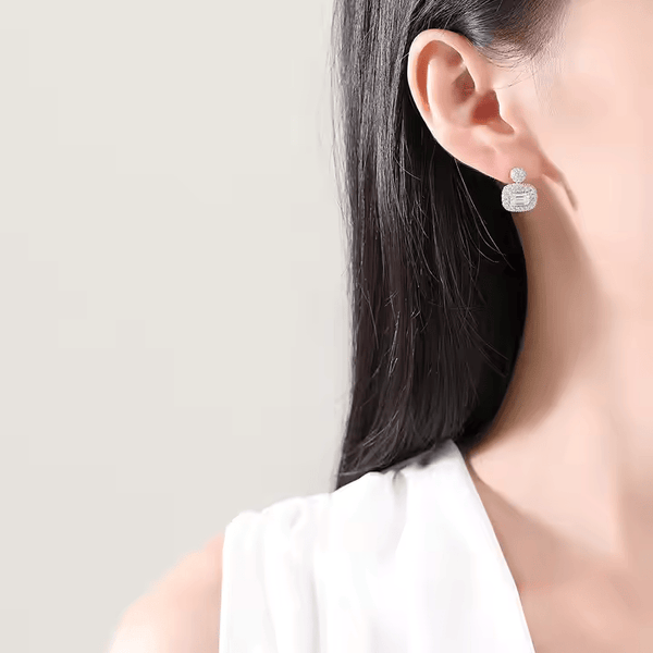 Platonic 1.2 ct Radiant Emerald Cut Moissanite Earrings