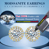 Platonic 18 K Gold Plated Round Halo Moissanite Stud Earrings; 1 - 6 ct / pair