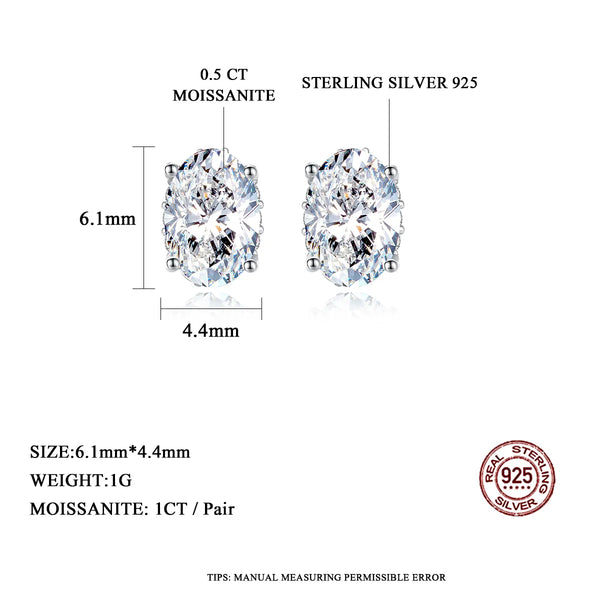 Platonic GRA Certified Sparkle Oval Cut Silver 1.2 ct Moissanite Pendant Set with 1 ct Earrings