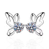 Platonic 1 ct / pair Butterfly Moissanite Earrings GRA Certified D VVS1; Round Cut; Sterling Silver