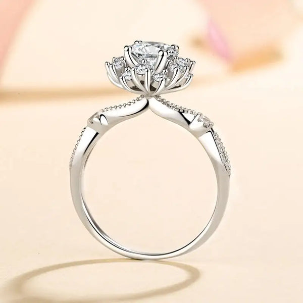 Platonic 0.5 ct Moissanite Blossom Sterling Silver Ring