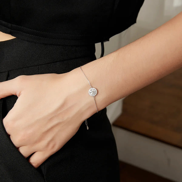 Platonic 1 ct Designer Charm 925 Sterling Silver Moissanite Bracelet
