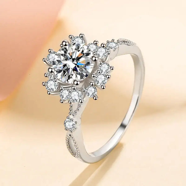 Platonic 0.5 ct Moissanite Blossom Sterling Silver Ring