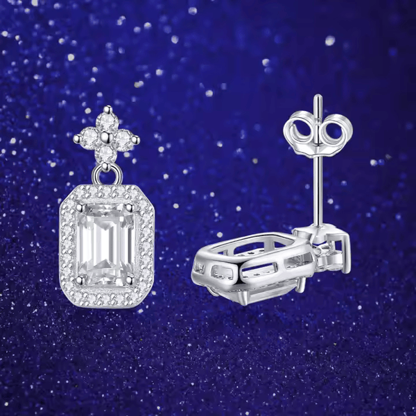 Platonic 1.2 ct Classic Emerald Moissanite Stud Earrings