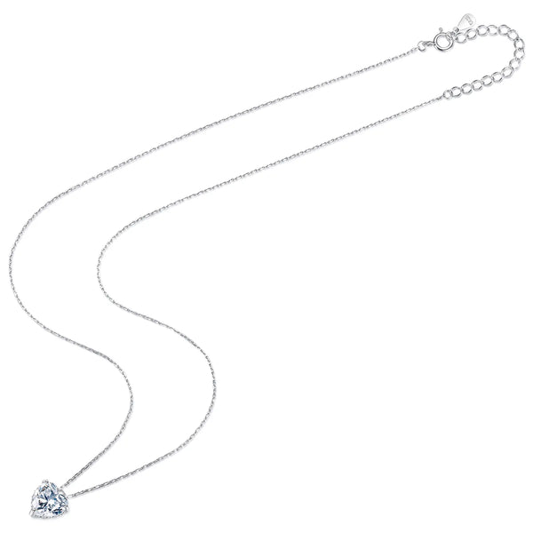 Platonic 1 ct Heart of Radiance Silver Moissanite Pendant Necklace