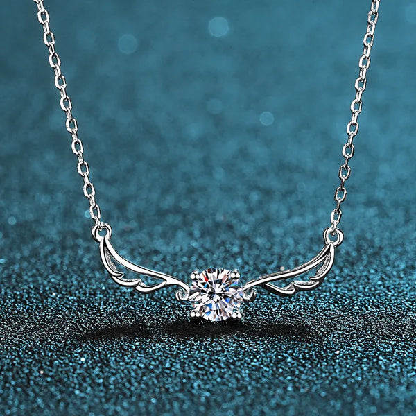 Platonic 0.5 ct Celestial Wings Moissanite Pendant with Free Chain