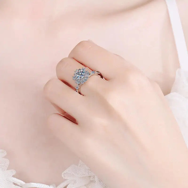 Platonic 0.5 ct Moissanite Blossom Sterling Silver Ring