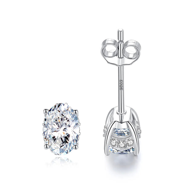 Platonic GRA Certified Sparkle Oval Cut Silver 1.2 ct Moissanite Pendant Set with 1 ct Earrings