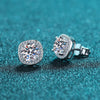 Platonic 2 ct / pair Starlight Squared Halo Bliss Solitaire Studs Moissanite Earrings; Sterling Silver; GRA Certified; D VVS1