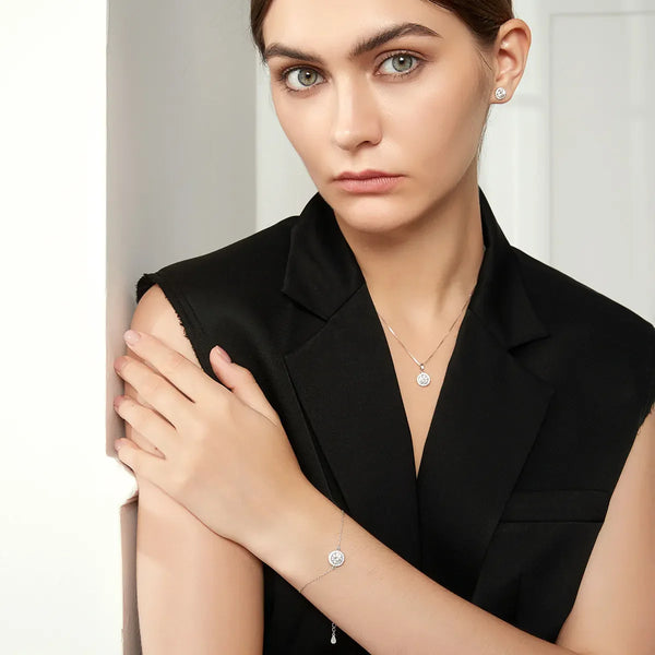 Platonic 1 ct Designer Charm 925 Sterling Silver Moissanite Bracelet