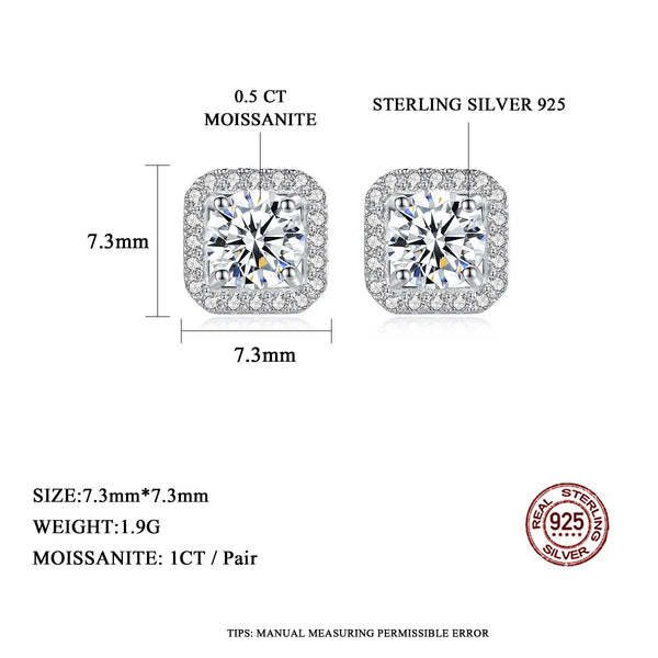 Platonic 1 ct Glimmer Square Moissanite Studs