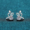Platonic 1 ct / pair Butterfly Moissanite Earrings GRA Certified D VVS1; Round Cut; Sterling Silver