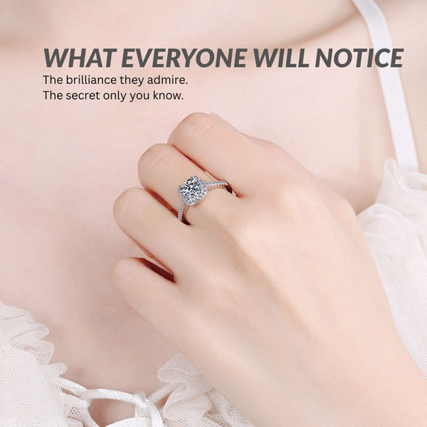 Platonic Beatrice Solitaire Moissanite Ring in Sterling Silver with Platinum Coating