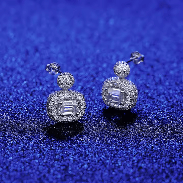 Platonic 1.2 ct Radiant Emerald Cut Moissanite Earrings