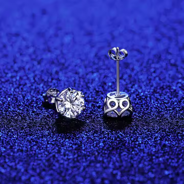 Platonic 1-4 ct Hexagonal Moissanite Stud Earrings