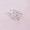 Platonic Set OF 2 Brilliant Oval Cut Moissanite 4-Prong Hidden Halo 2.5mm Space Pavé Moissanite Engagement Ring