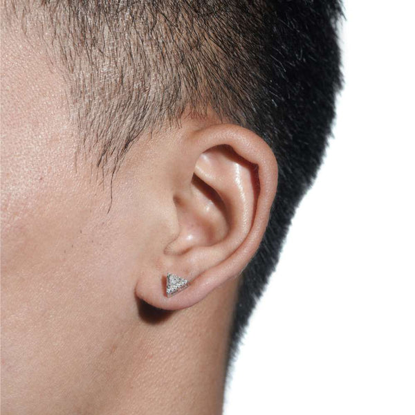 Platonic 0.5 ct Single Piece Trisparkle Radiance Moissanite Stud Earrings for Men; GRA Certified; D VVS1