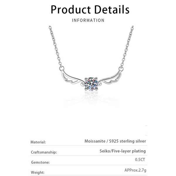 Platonic 0.5 ct Celestial Wings Moissanite Pendant with Free Chain