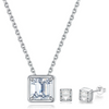Platonic 1 ct Timeless Brilliance Asscher Cut Silver Moissanite Pendant and 1 ct Earrings with GRA Certificate; D VVS1