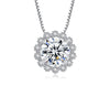Platonic 1 ct Moissanite Halo Pendant Necklace;Sterling Silver 925; D VVS1
