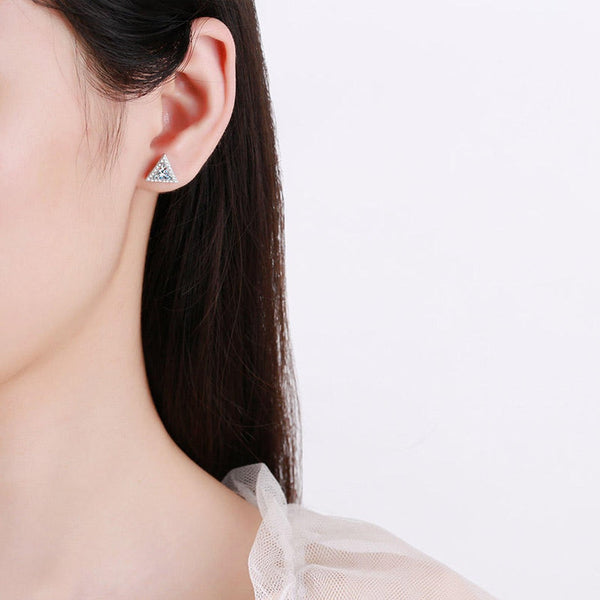 Platonic 1ct / pair Trisparkle Radiance Moissanite Stud Earrings; GRA Certified; D VVS1