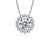 Platonic 1 ct Moissanite Halo Pendant Necklace;Sterling Silver 925; D VVS1