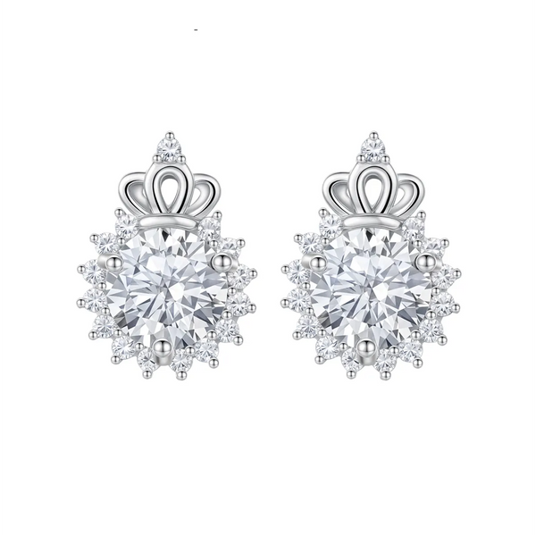 Platonic 1 ct Crown Moissanite Stud Earrings