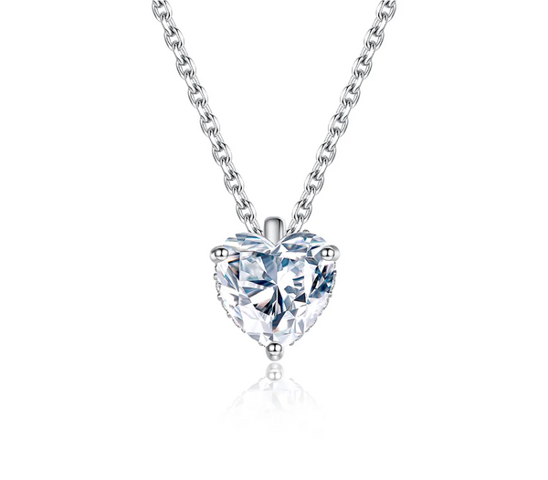 Platonic 1 ct Heart of Radiance Silver Moissanite Pendant Necklace