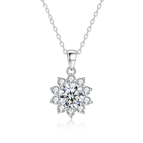 Platonic 1 ct Sparkle Round Silver Moissanite Pendant