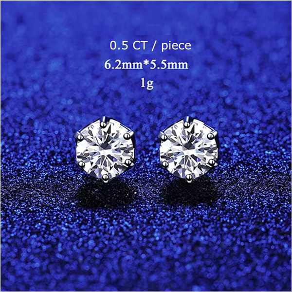 Platonic 1-4 ct Hexagonal Moissanite Stud Earrings