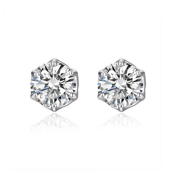 Platonic 1-4 ct Hexagonal Moissanite Stud Earrings