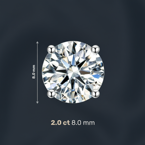 Platonic 1 ct Solitaire Round Cut Moissanite Stud Earrings D/VVS1