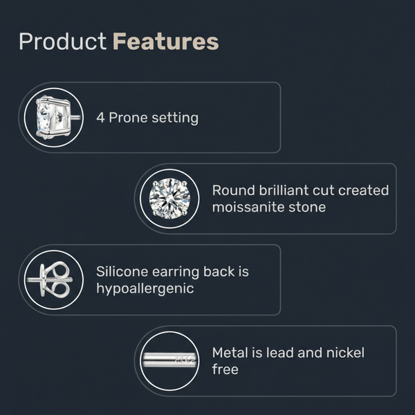 Platonic 0.5 - 1 ct Stellar Moissanite Cluster Stud - Single Piece