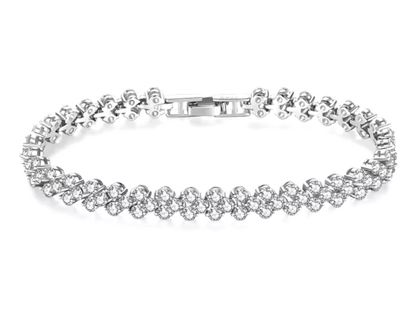 Platonic 6.4 mm Heart Rome 925 Sterling Silver Tennis Moissanite Bracelet