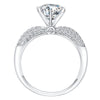 Solitaire Round Moissanite Five Rows Pave Engagement Ring