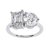 Platonic Radiant and Round solitaire toi et moi ring