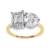 Platonic Radiant and Round solitaire toi et moi ring
