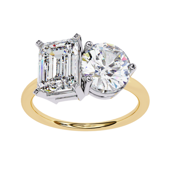 Platonic Radiant and Round solitaire toi et moi ring