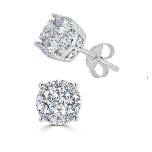 Platonic 1 - 2 ct Solitaire Round Cut Moissanite Stud Earrings D/VVS1