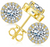 Platonic 18 K Gold Plated Round Halo Moissanite Stud Earrings; 1 - 6 ct / pair