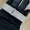 Platonic AUREVIAN automatic watch featuring an iced-out stainless steel bracelet with pavé stones and deployment clasp.