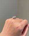 Platonic Brilliant Oval Cut Moissanite 4-Prong Hidden Halo 2.5mm Space Pavé Moissanite Engagement Ring