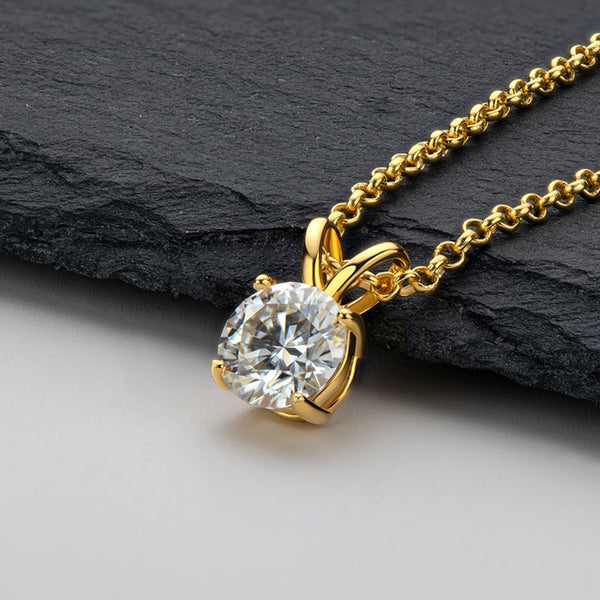 Platonic Sparkle Beyond Stardust Moissanite Pendant: Rose, White and Yellow Gold Charm